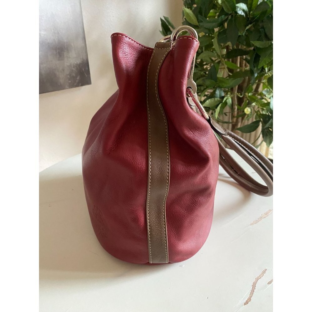 Allard Megeve Like New Made in Italy Carmine Red Bucket Style Leather Bag - Picture 4 of 16